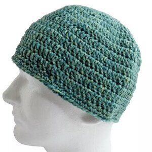Skull Cap Army Green Beanie Hat Handmade Crochet Hand Knit Soft Warm Size OS